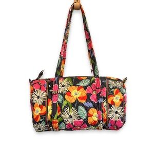 Vera Bradley Duffle Bag 19” Floral Quilted Shoulder Bag Gray Multi Overnight